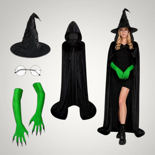 Georgia | Women's Black Witch Halloween Costume Set with Hat