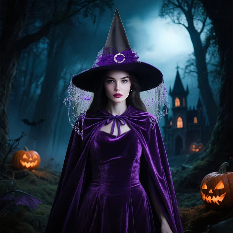 Imogen | Women's Long Halloween Costume Witch Cloak With Hat