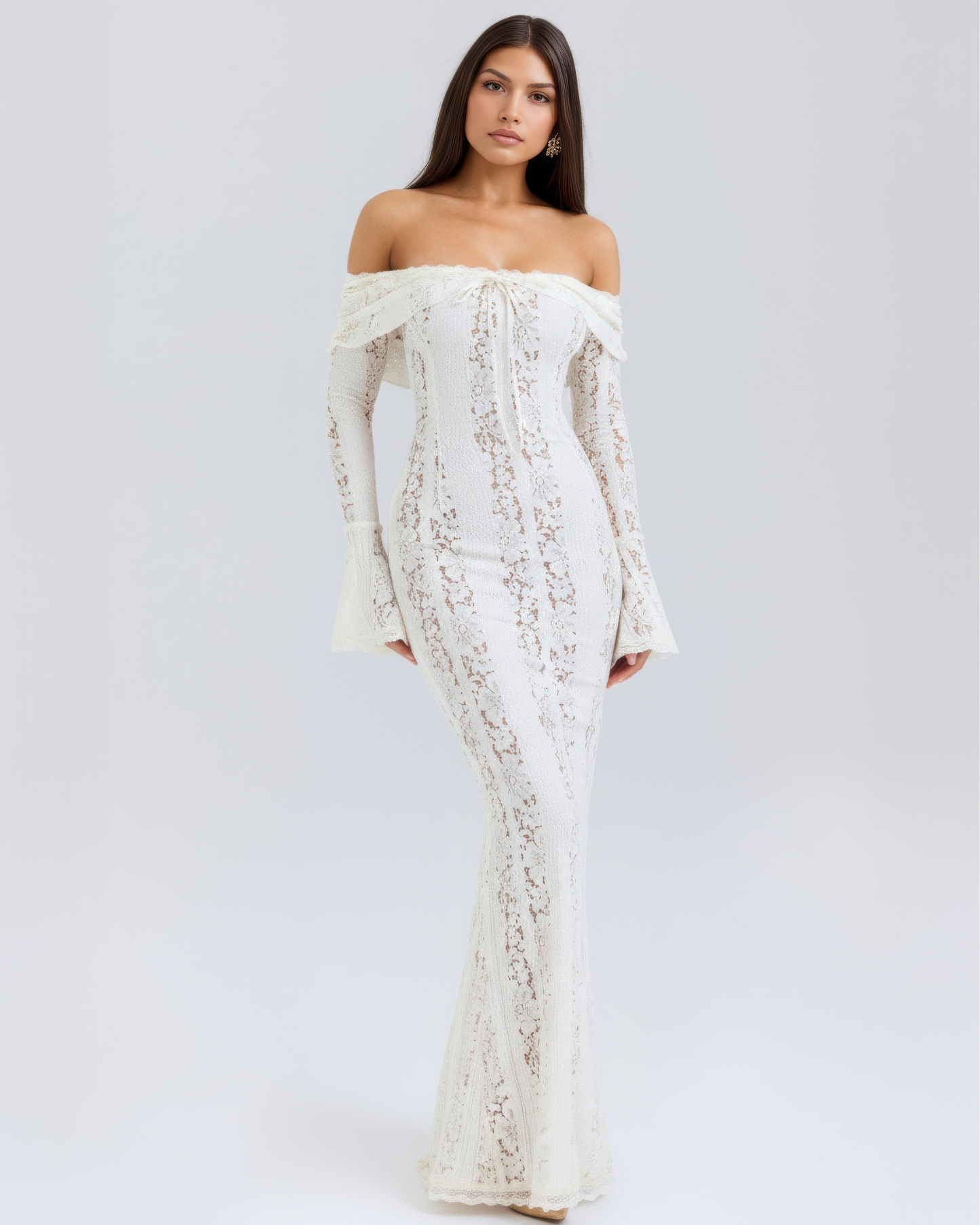 Margot | Women's Off-Shoulder Floral Lace Maxi Dress