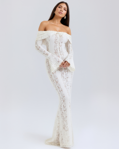 Margot | Women's Off-Shoulder Floral Lace Maxi Dress