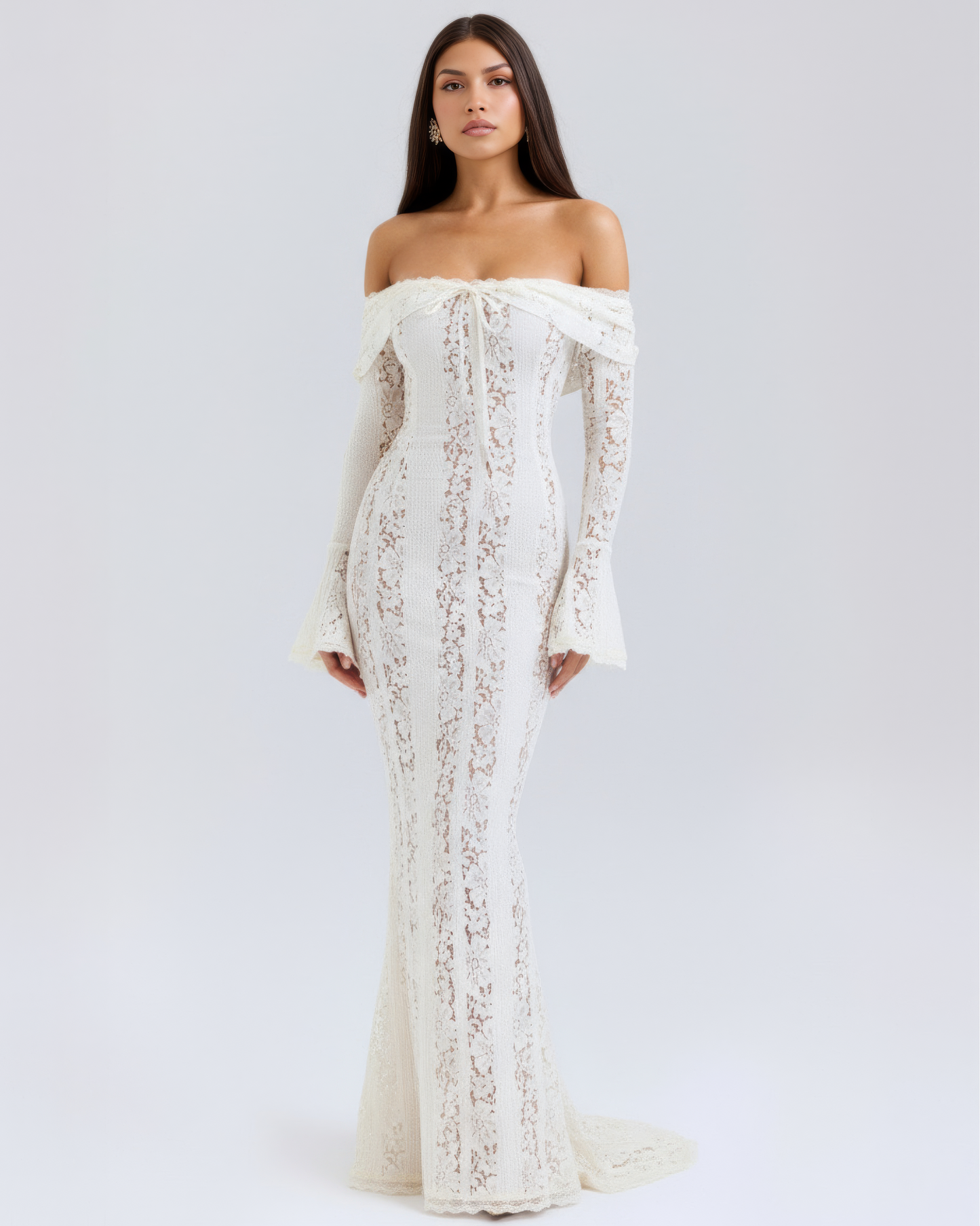 Margot | Women's Off-Shoulder Floral Lace Maxi Dress