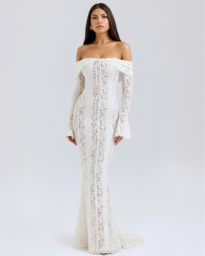 Margot | Women's Off-Shoulder Floral Lace Maxi Dress