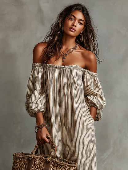 Mathilde | Women's Off-Shoulder Maxi Holiday Dress
