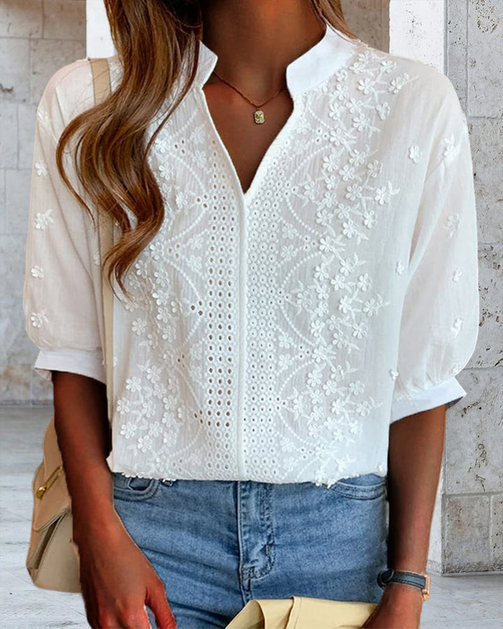 Melody | Women's Embroidered Short-Sleeve Summer Blouse