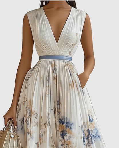 Sloane | Women's Elegant Pleated A-Line Maxi Dress