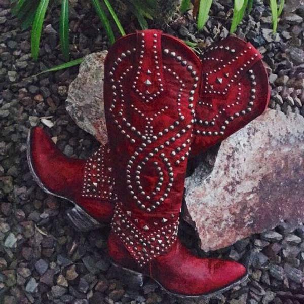 Leah | Women’s Studded Knee High Cowboy Boots