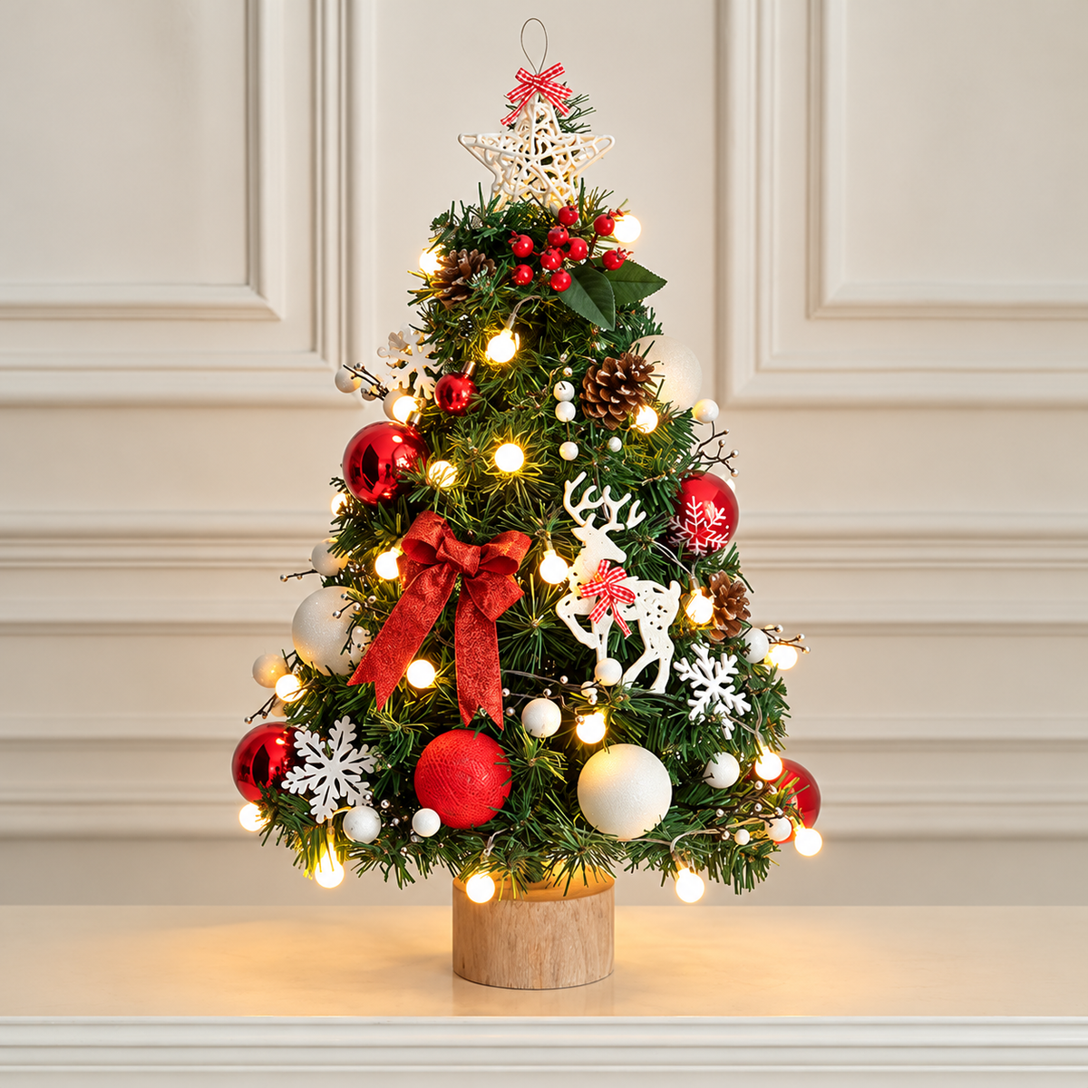 Mini Christmas Tree Pre-Lit Decorated Tabletop