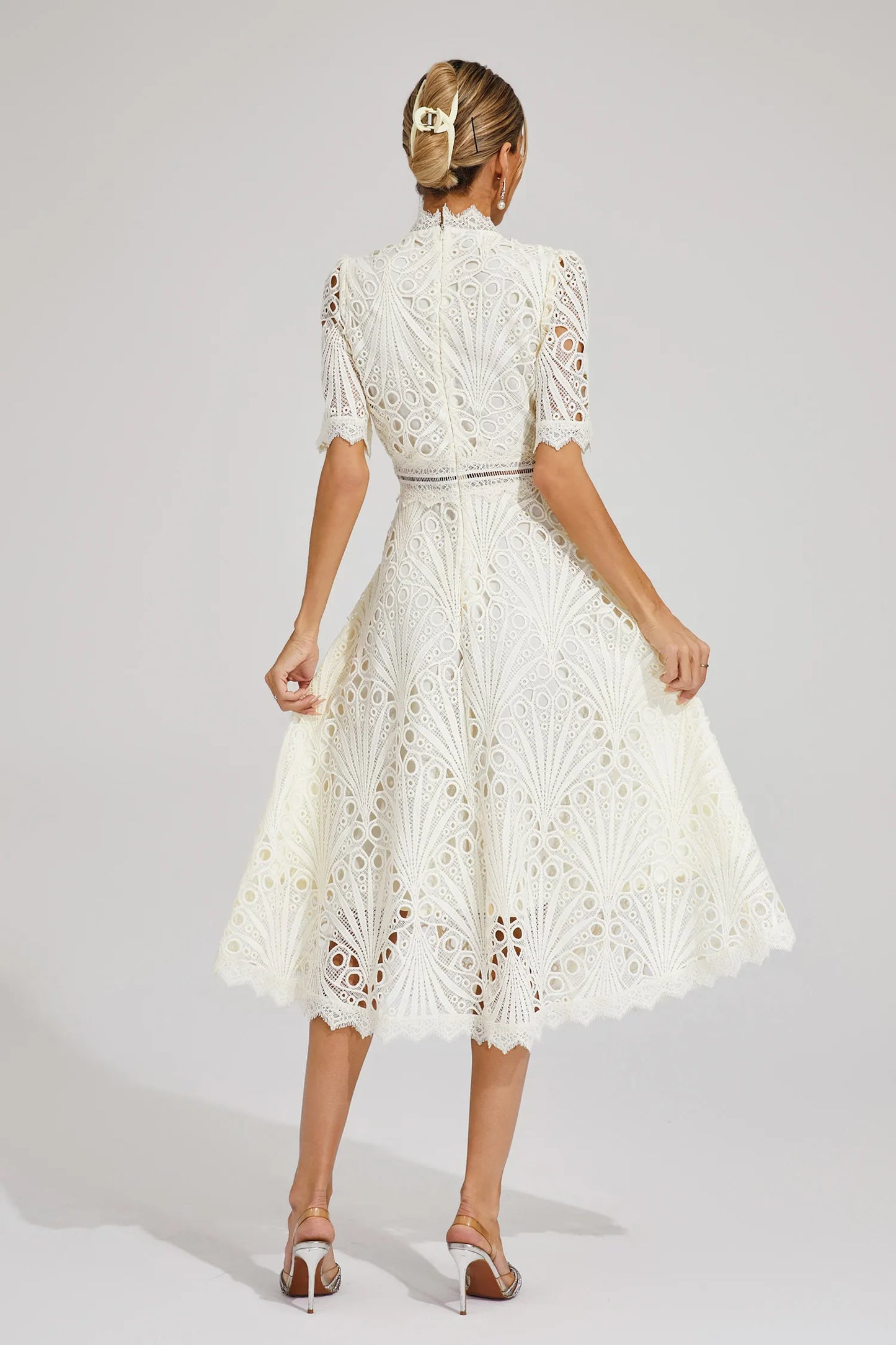Thea | Women's Summer Lace Pattern Midi Dress