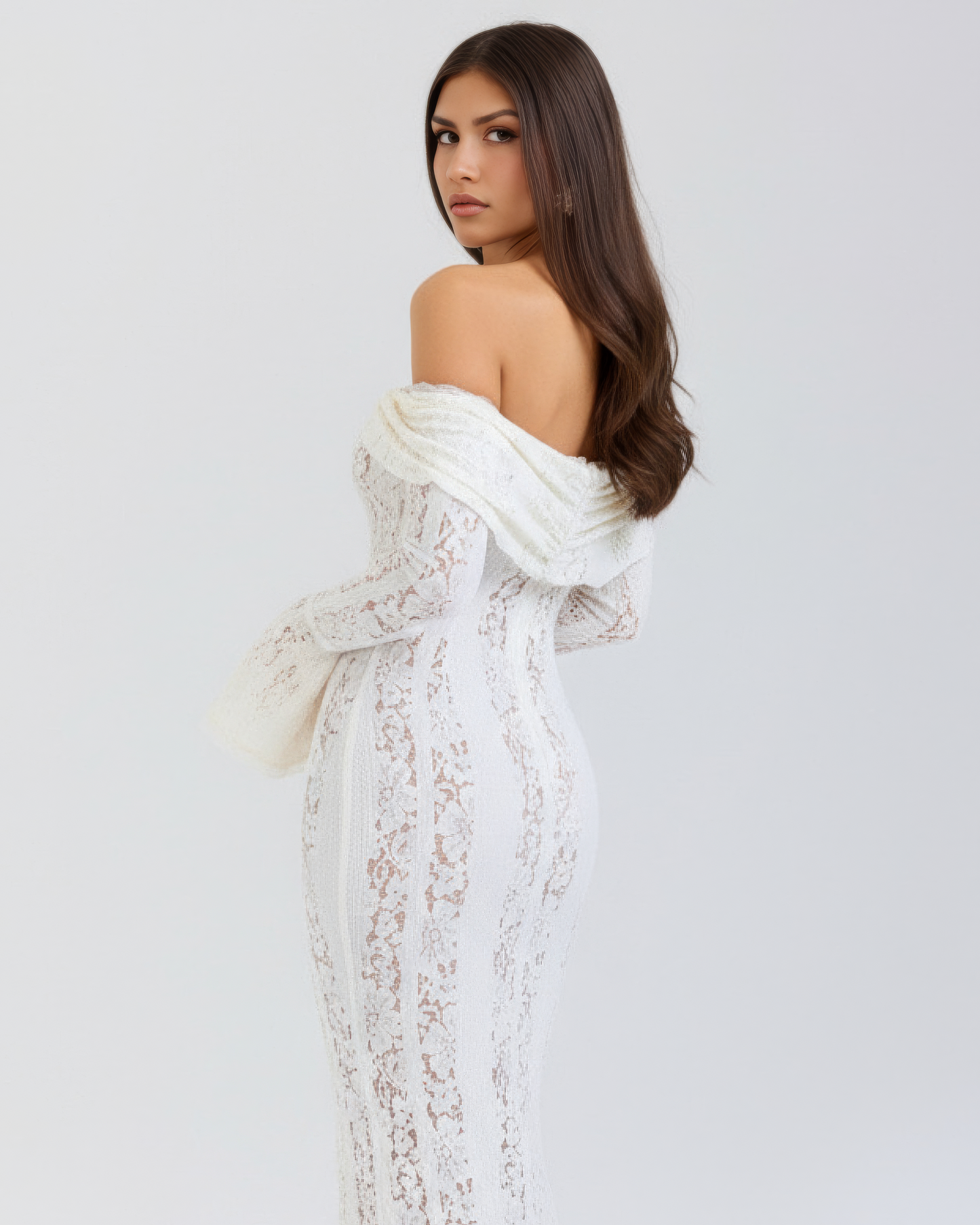 Margot | Women's Off-Shoulder Floral Lace Maxi Dress