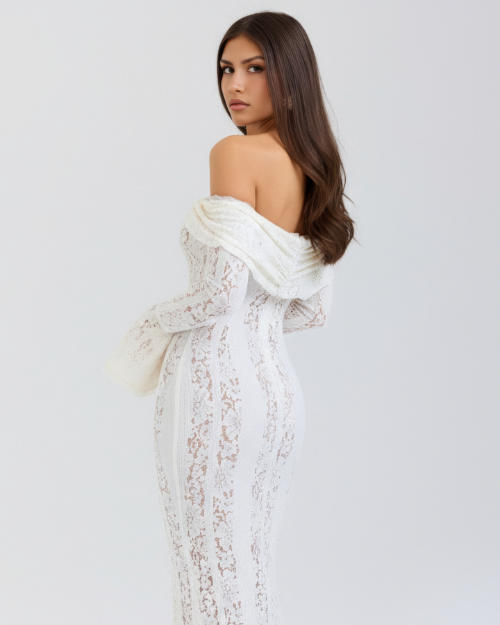 Margot | Women's Off-Shoulder Floral Lace Maxi Dress
