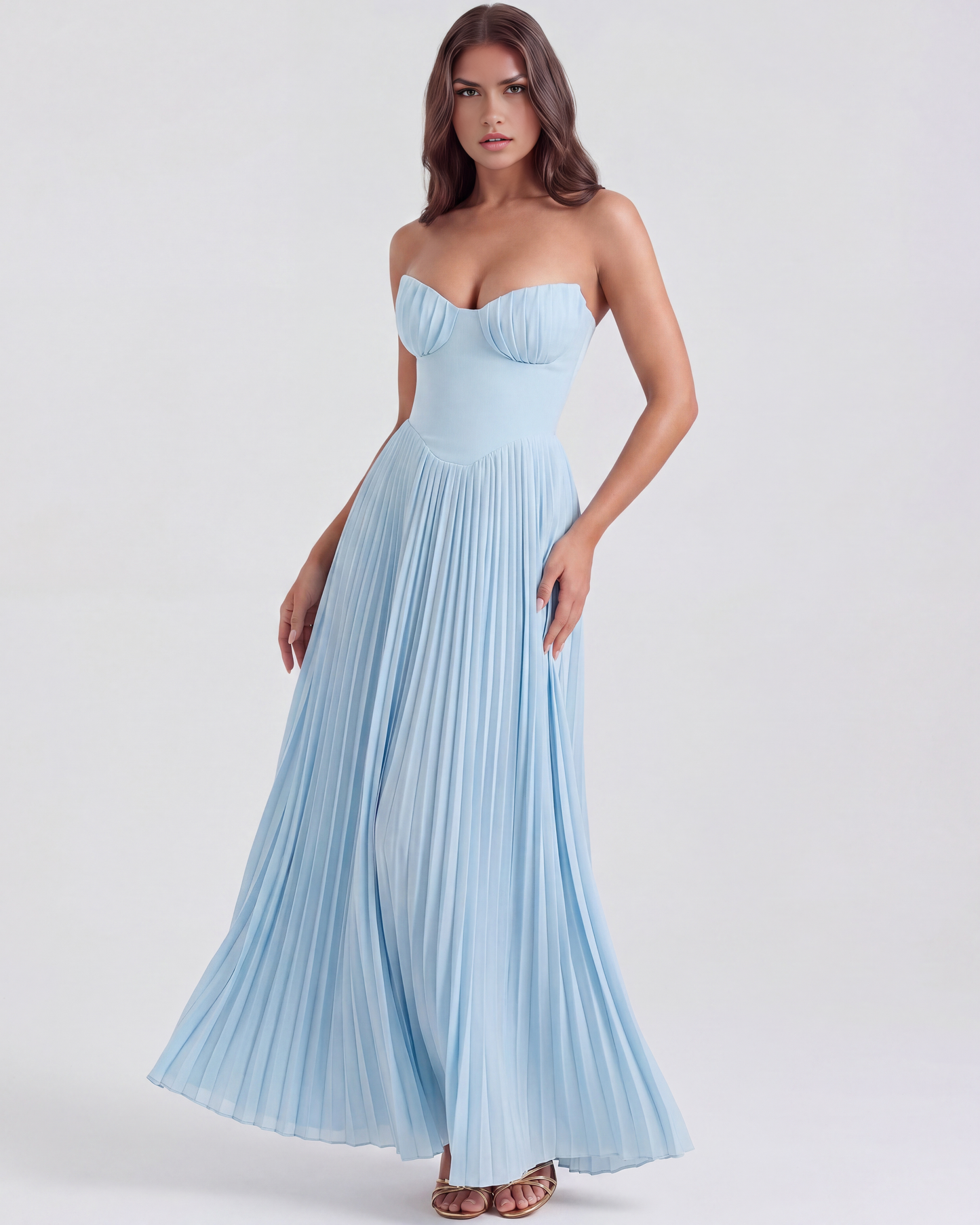Soleil | Women's Elegant Pleated Maxi Dress