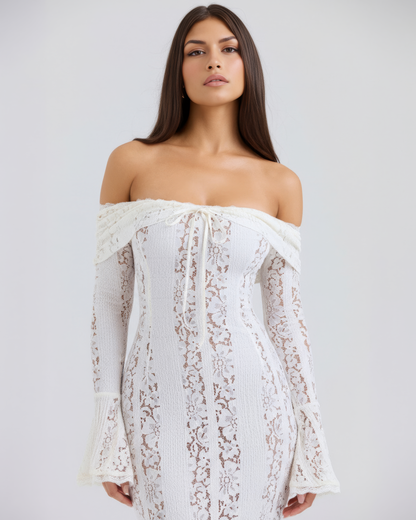 Margot | Women's Off-Shoulder Floral Lace Maxi Dress