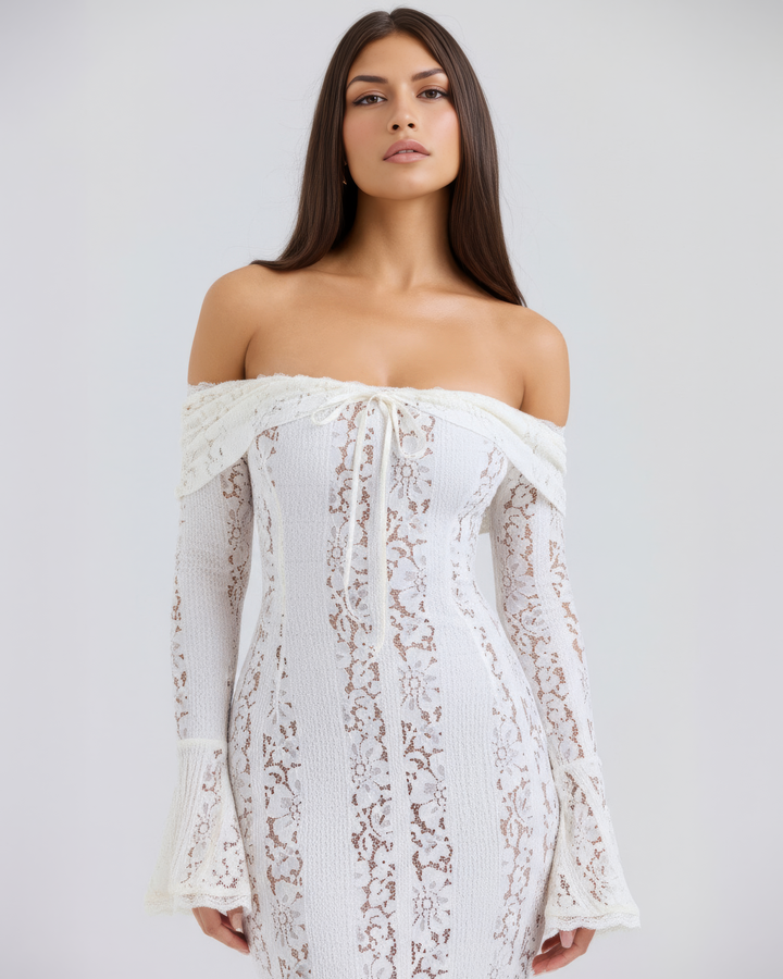 Margot | Women's Off-Shoulder Floral Lace Maxi Dress