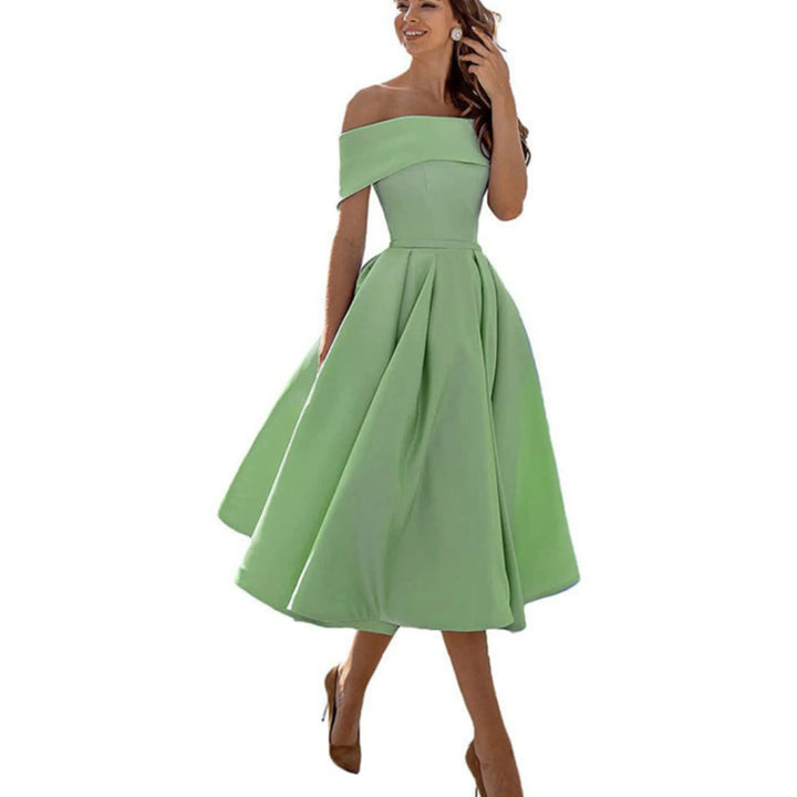 Alyssa | Women’s Off-Shoulder Flared Midi Dress