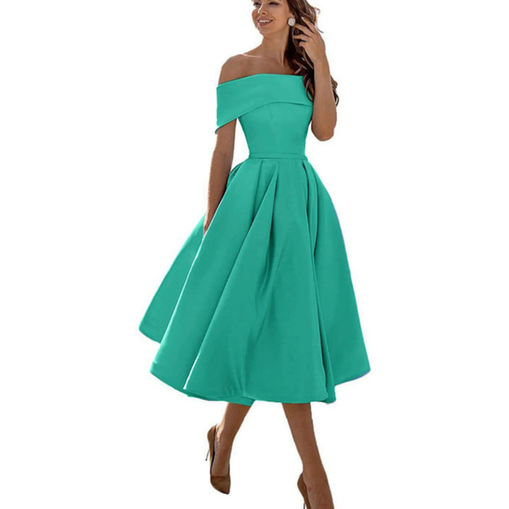Alyssa | Women’s Off-Shoulder Flared Midi Dress