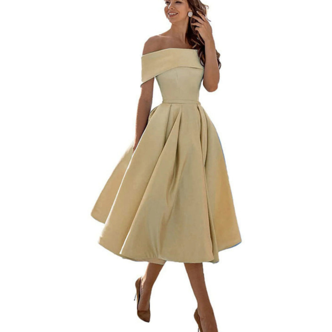 Alyssa | Women’s Off-Shoulder Flared Midi Dress