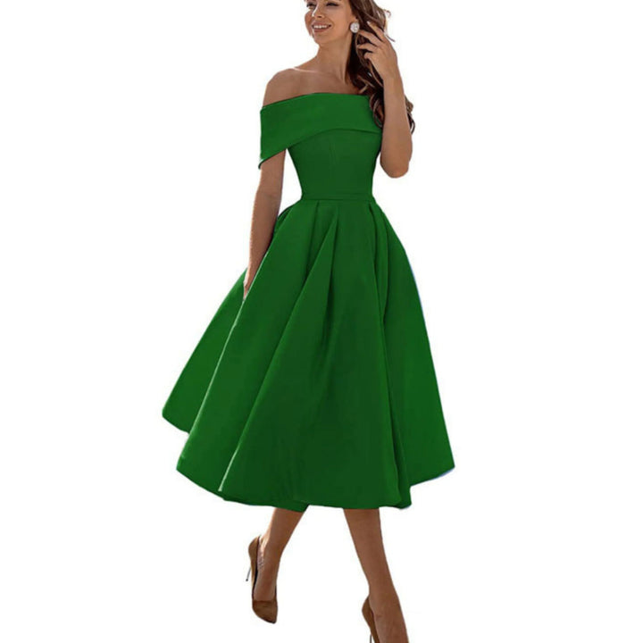 Alyssa | Women’s Off-Shoulder Flared Midi Dress