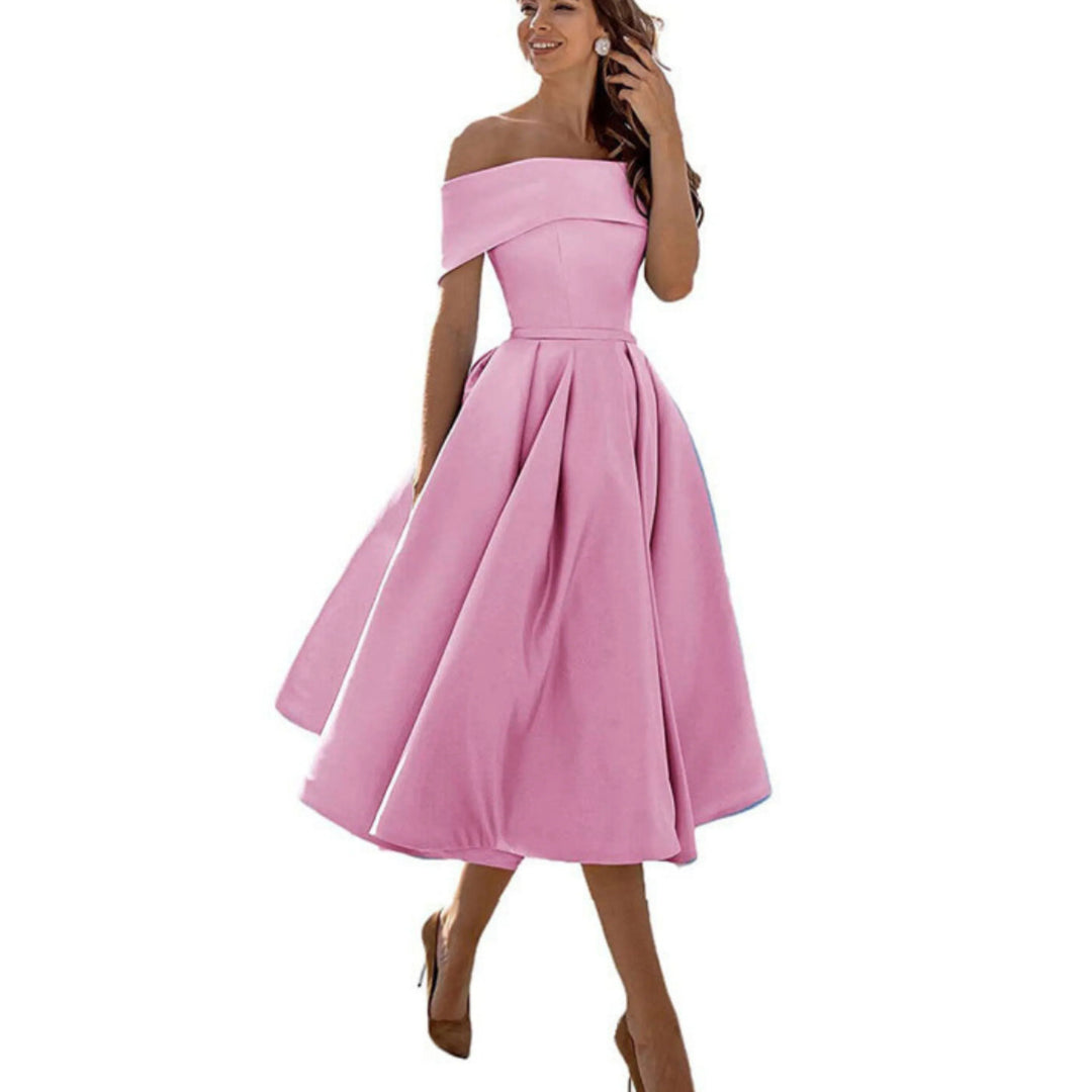 Alyssa | Women’s Off-Shoulder Flared Midi Dress