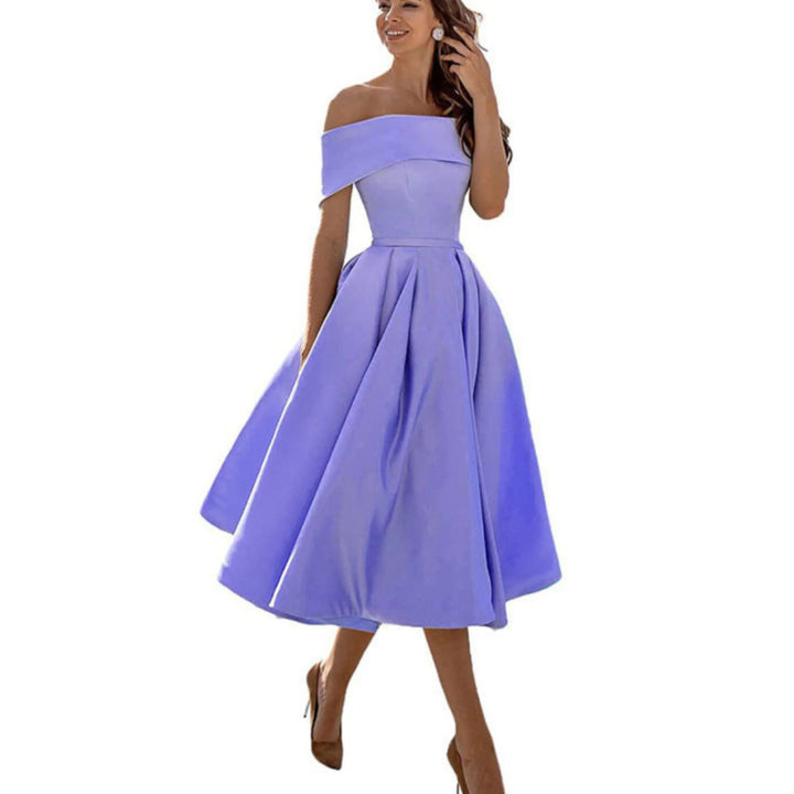 Alyssa | Women’s Off-Shoulder Flared Midi Dress
