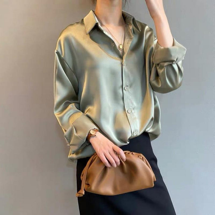 Faith | Women’s Elegant Satin Long Sleeve Blouse