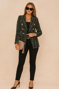 Lillian | Women's Checkered Double-Breasted Coat