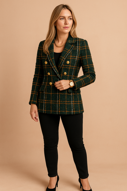 Lillian | Women's Checkered Double-Breasted Coat