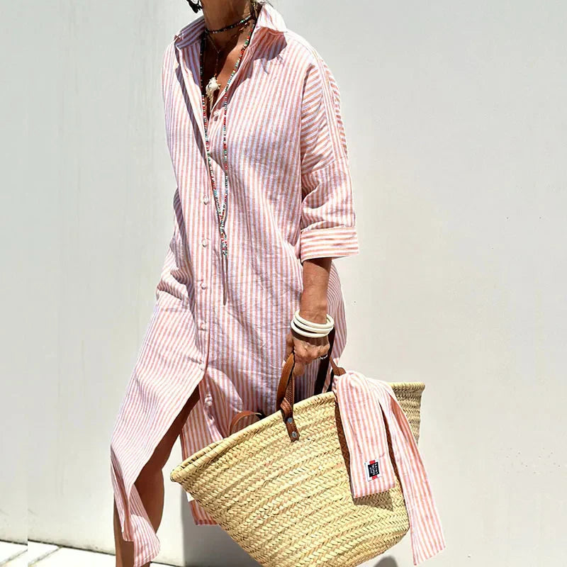 Samantha | Women’s Shirt Collar Maxi Beach Dress