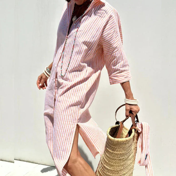 Samantha | Women’s Shirt Collar Maxi Beach Dress