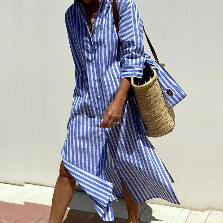 Samantha | Women’s Shirt Collar Maxi Beach Dress