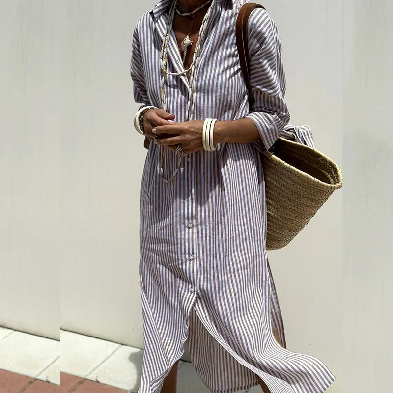Samantha | Women’s Shirt Collar Maxi Beach Dress