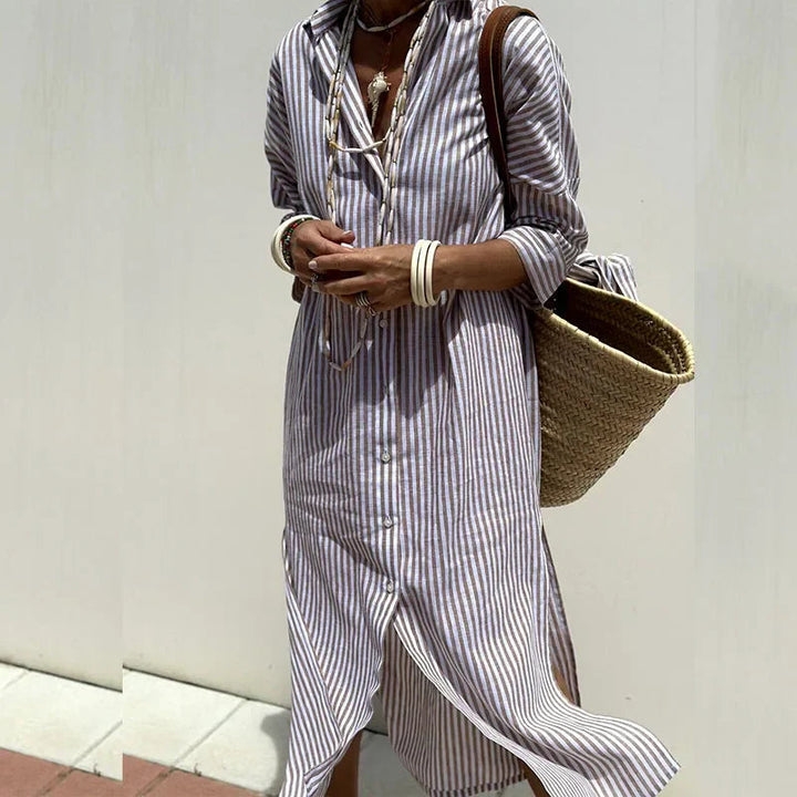 Samantha | Women’s Shirt Collar Maxi Beach Dress
