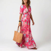 Luna | Women's Floral V-Neck Summer Long Dress