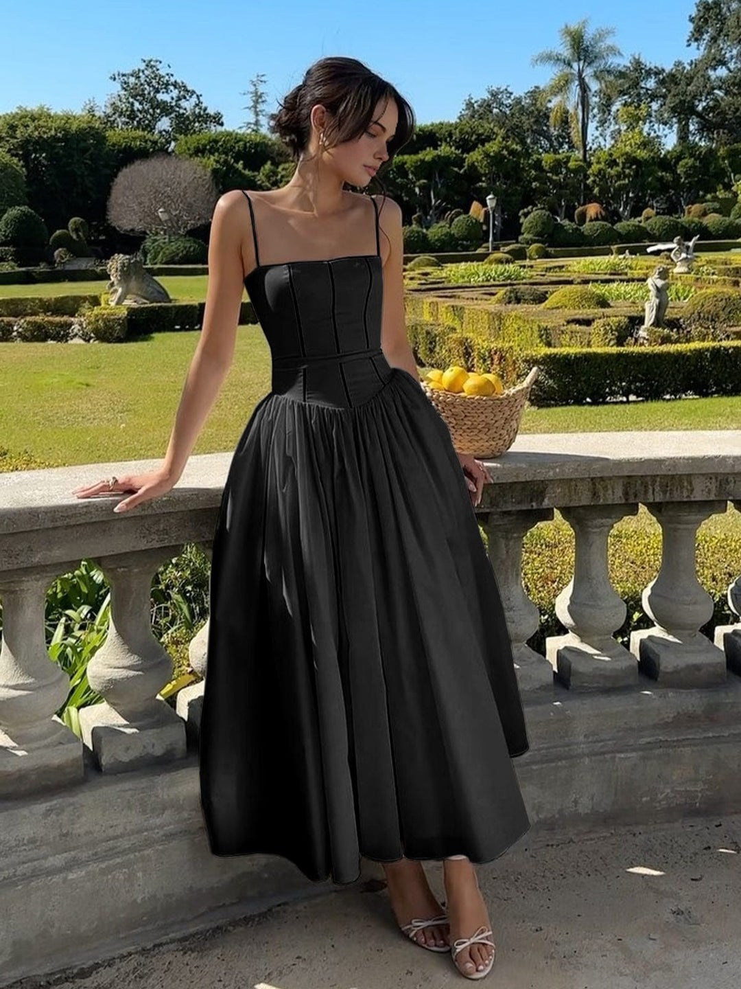 Elara | Women’s Spaghetti Strap Wedding Guest Midi Dress