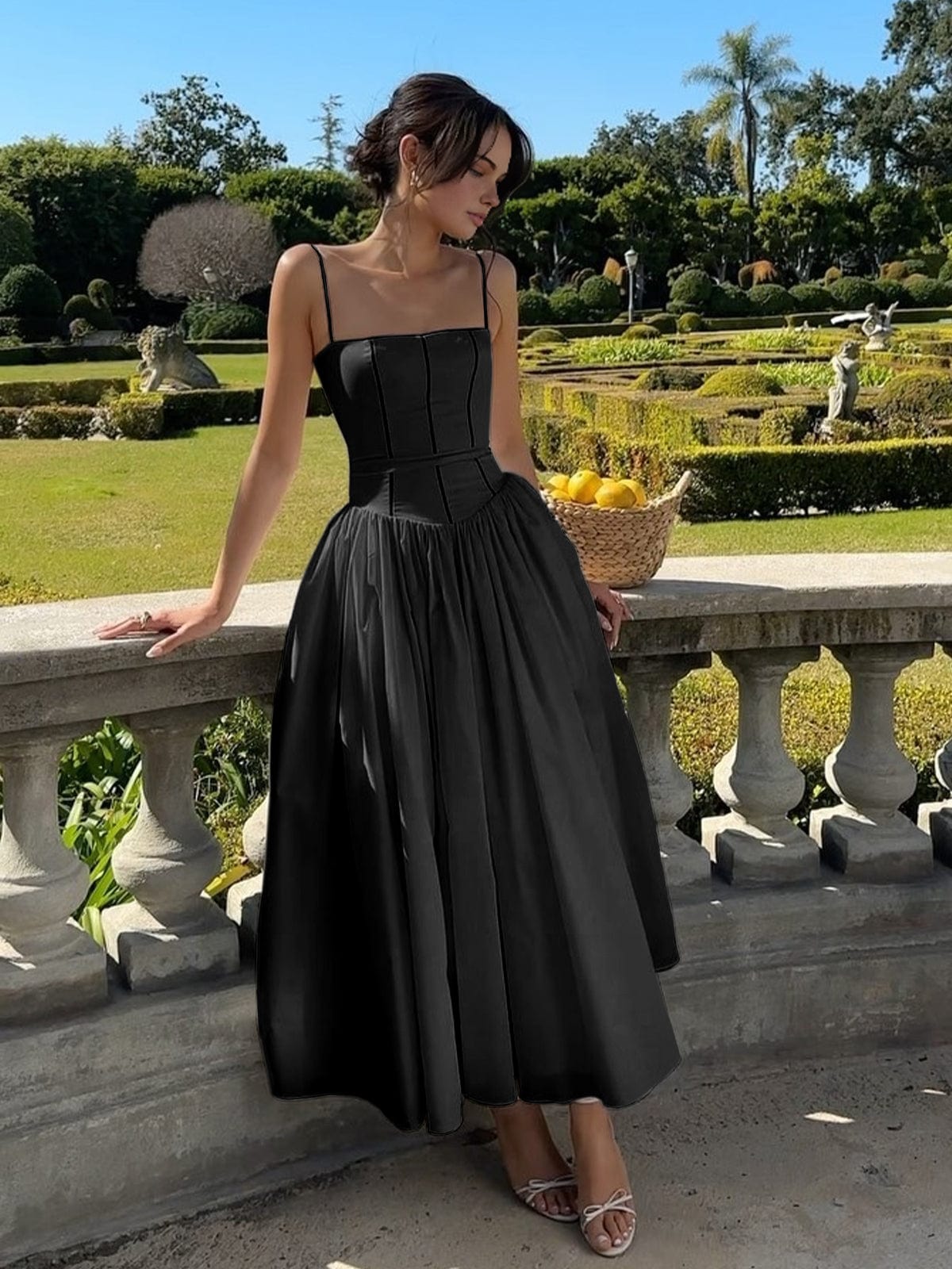 Elara | Women’s Spaghetti Strap Wedding Guest Midi Dress