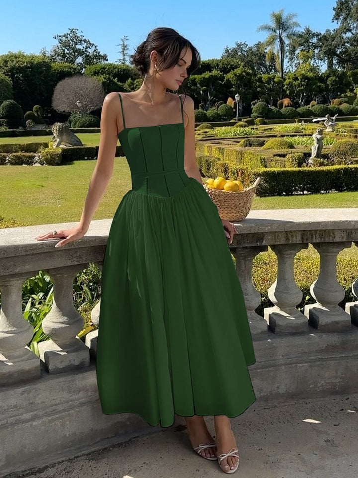 Elara | Women’s Spaghetti Strap Wedding Guest Midi Dress