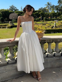 Elara | Women’s Spaghetti Strap Wedding Guest Midi Dress