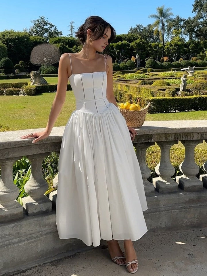 Elara | Women’s Spaghetti Strap Wedding Guest Midi Dress