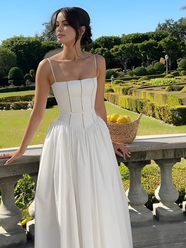 Elara | Women’s Spaghetti Strap Wedding Guest Midi Dress