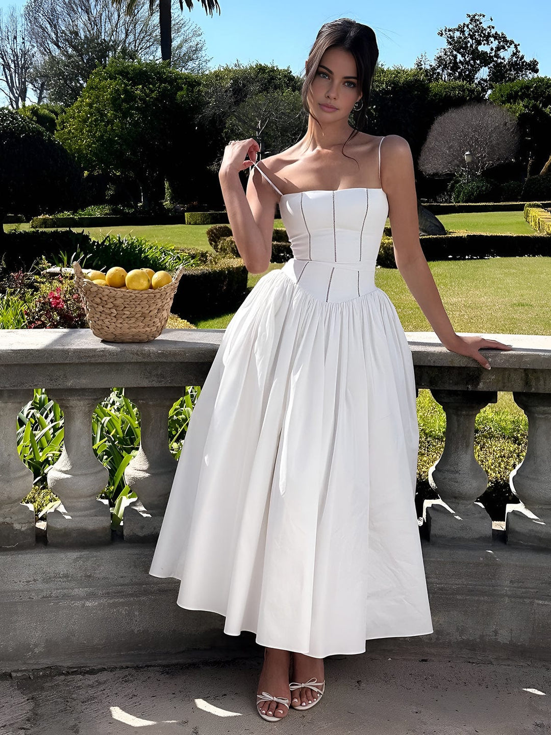 Elara | Women’s Spaghetti Strap Wedding Guest Midi Dress