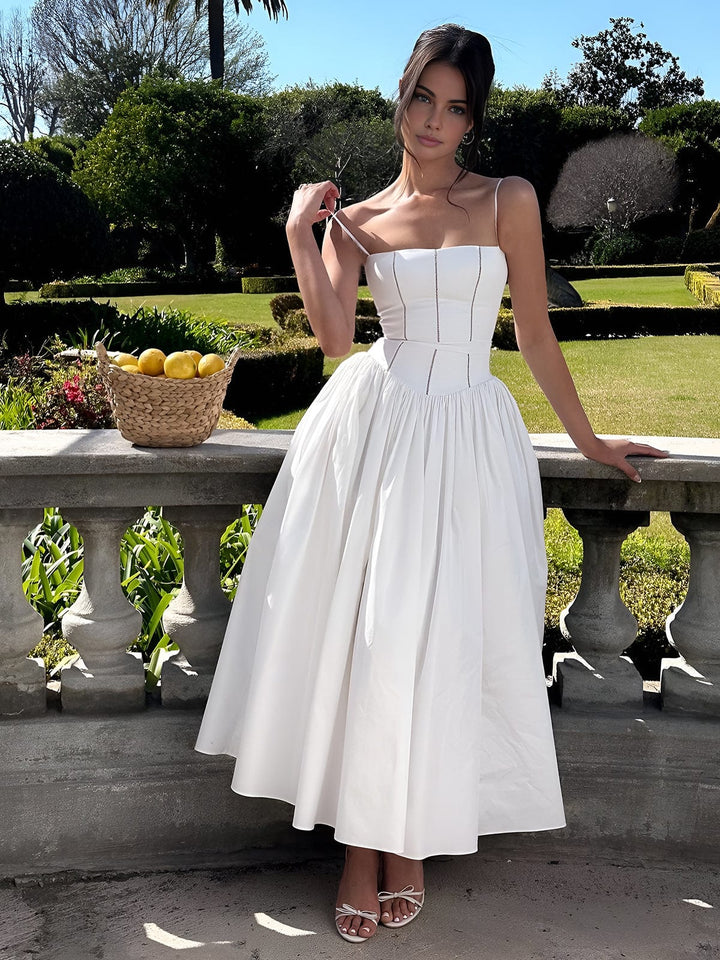 Elara | Women’s Spaghetti Strap Wedding Guest Midi Dress