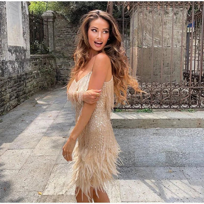 Melody | Women's Feathered Party Mini Dress