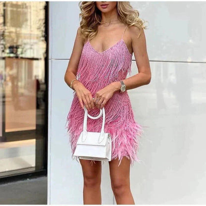 Melody | Women's Feathered Party Mini Dress