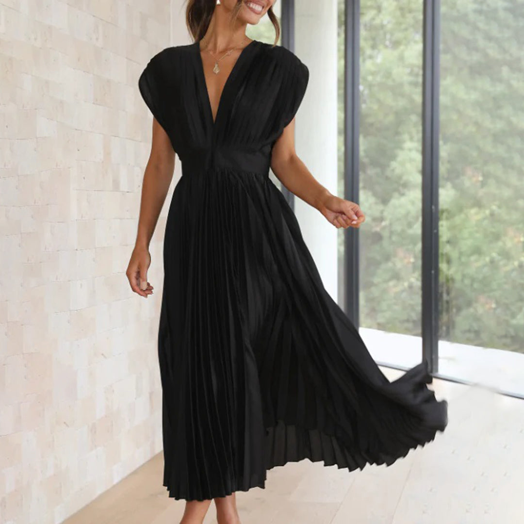 Scarla | Women’s V-neck Pleated Maxi Dress