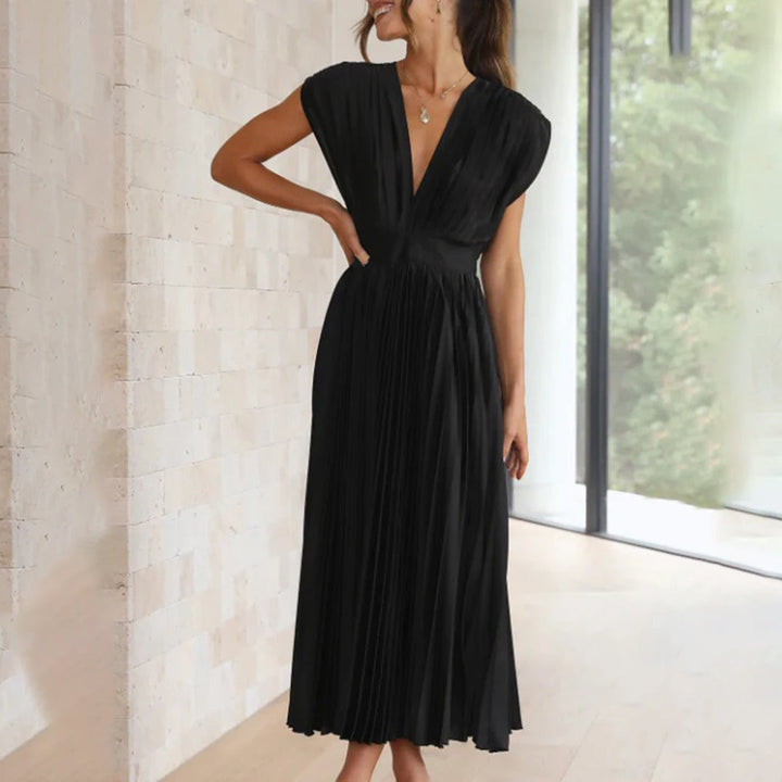 Scarla | Women’s V-neck Pleated Maxi Dress