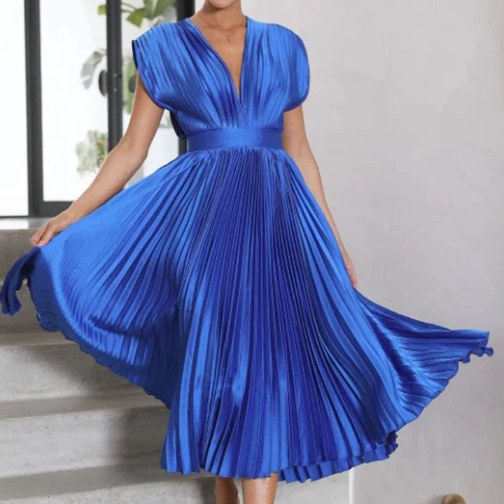 Scarla | Women’s V-neck Pleated Maxi Dress