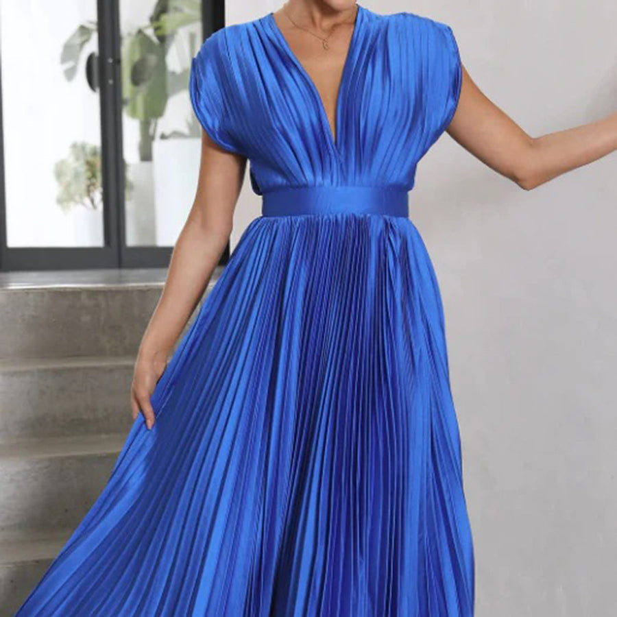 Scarla | Women’s V-neck Pleated Maxi Dress