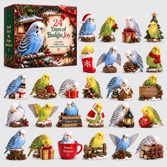 Budgie Advent Calendar - 24 Unique Hand-Painted Figurines