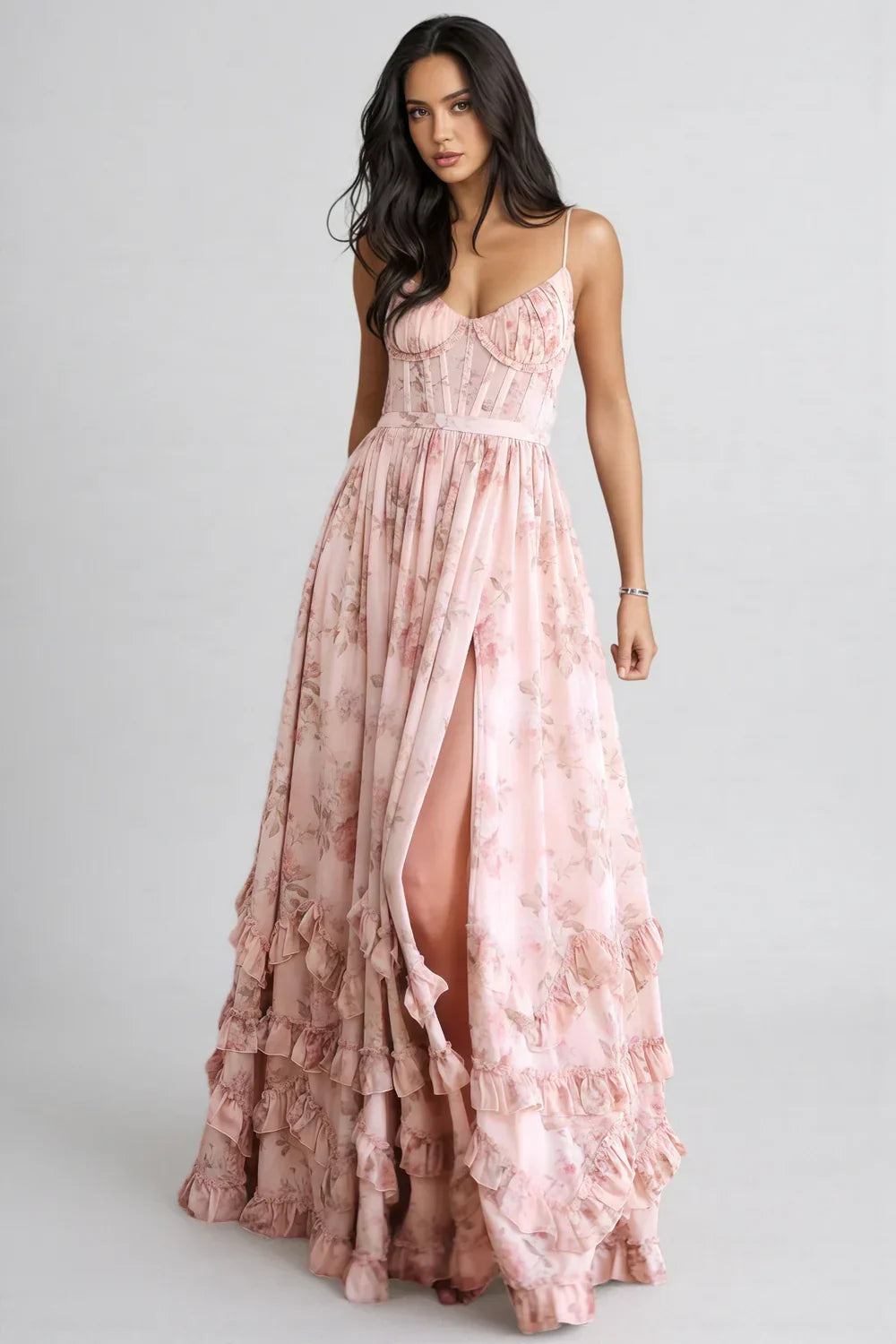 Camila | Women's Floral Maxi Dress with Side Slit