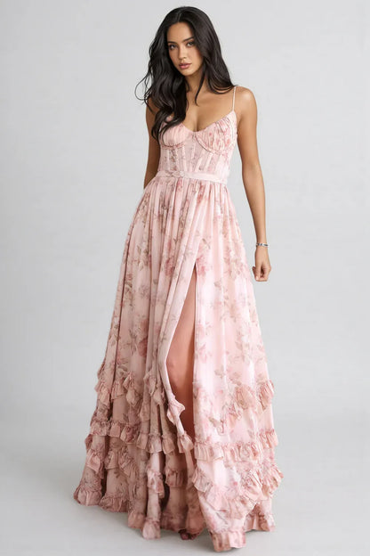 Camila | Women's Floral Maxi Dress with Side Slit