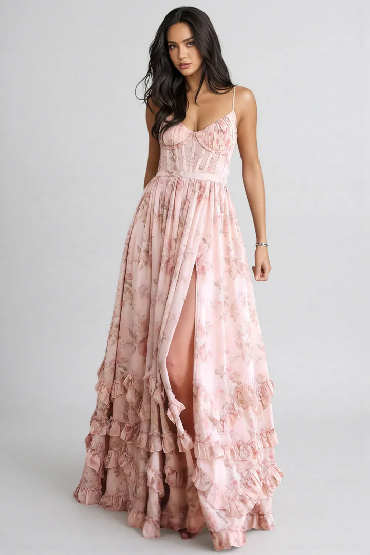 Camila | Women's Floral Maxi Dress with Side Slit